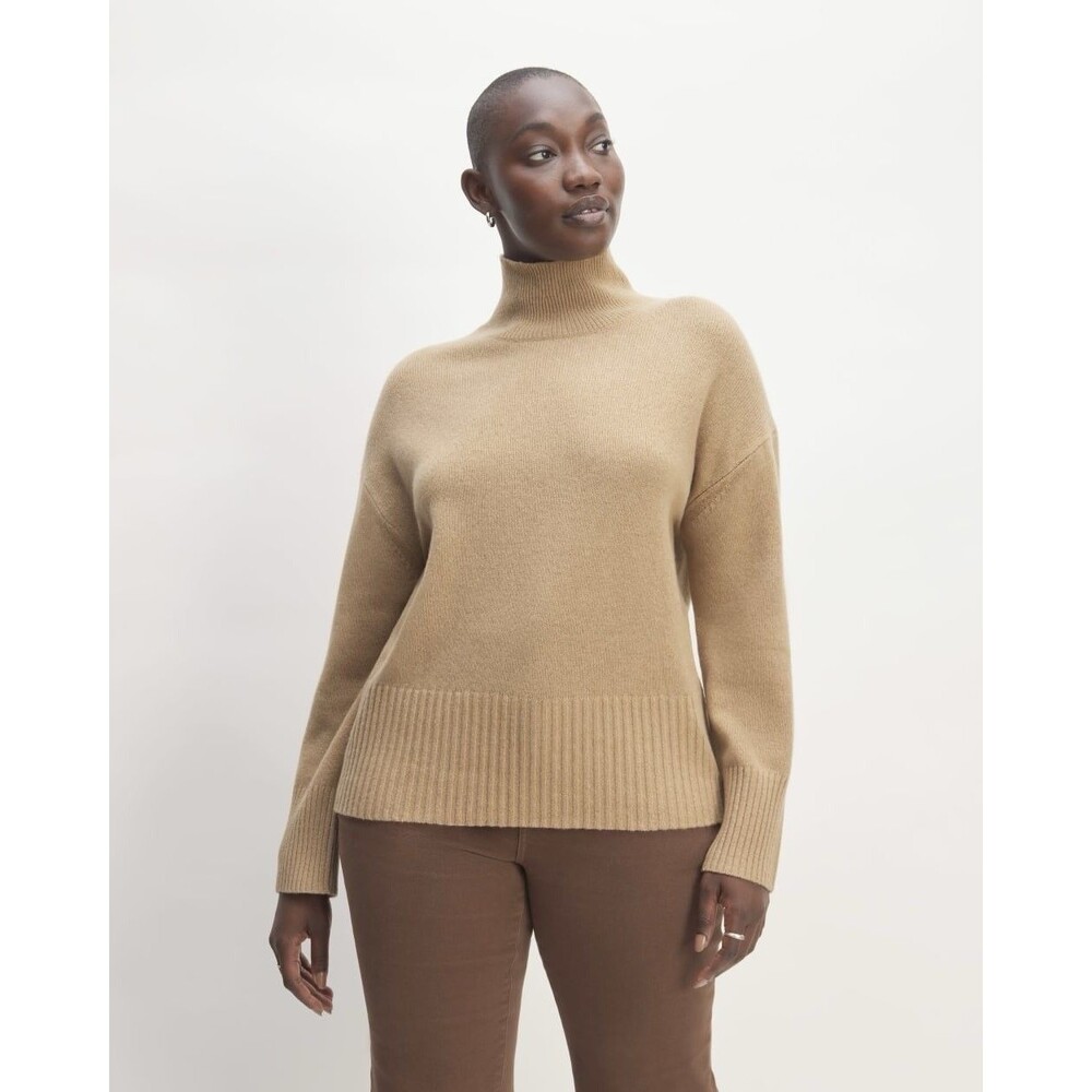 EVERLANE The ReCashmere Oversized Turtleneck Sweater in Tan Sz Large
